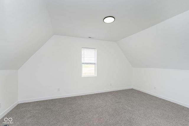 bonus room featuring carpet and vaulted ceiling