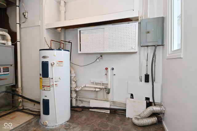 utilities with electric panel and water heater