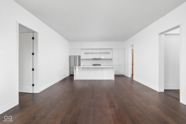 unfurnished living room featuring dark hardwood / wood-style flooring