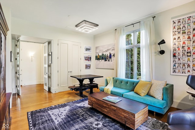 living room with wood-type flooring