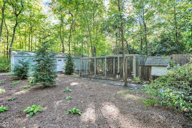 view of yard featuring an outbuilding