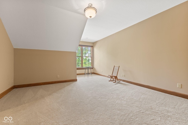 additional living space featuring carpet and lofted ceiling