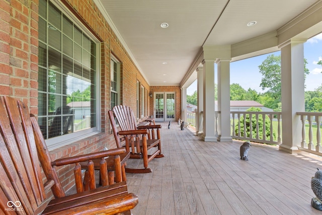 deck featuring covered porch