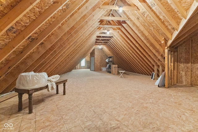 view of unfinished attic