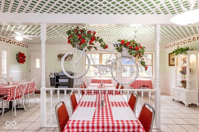 dining area with a healthy amount of sunlight and light tile patterned floors