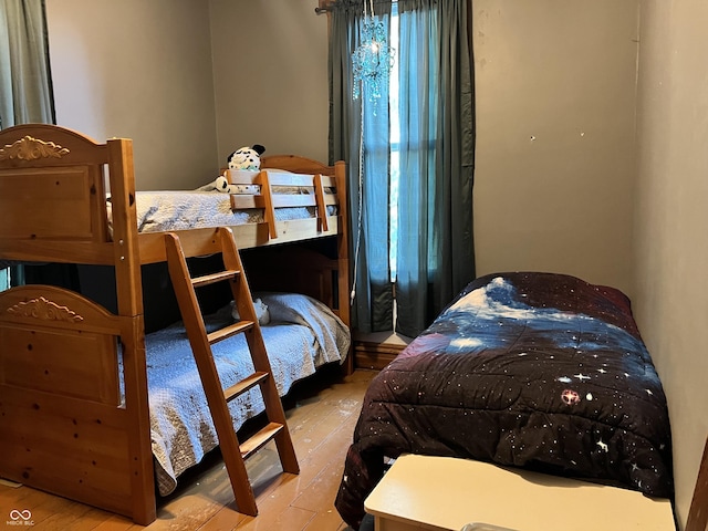 bedroom with light hardwood / wood-style flooring