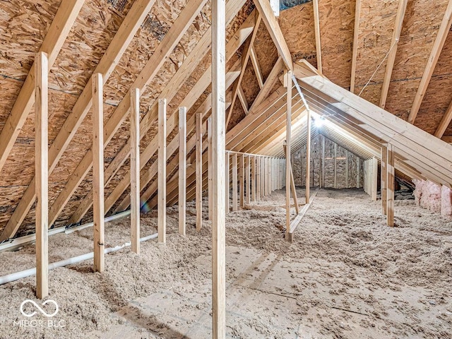 view of unfinished attic