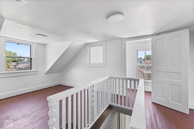 additional living space with dark hardwood / wood-style flooring