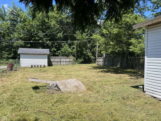 view of yard with a storage unit