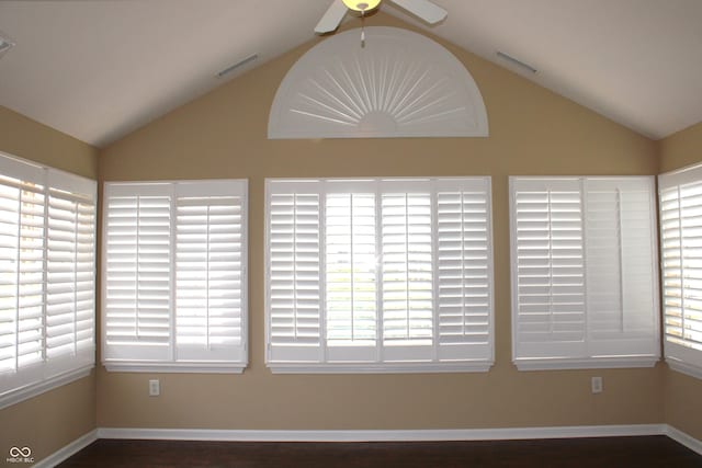 interior details featuring ceiling fan