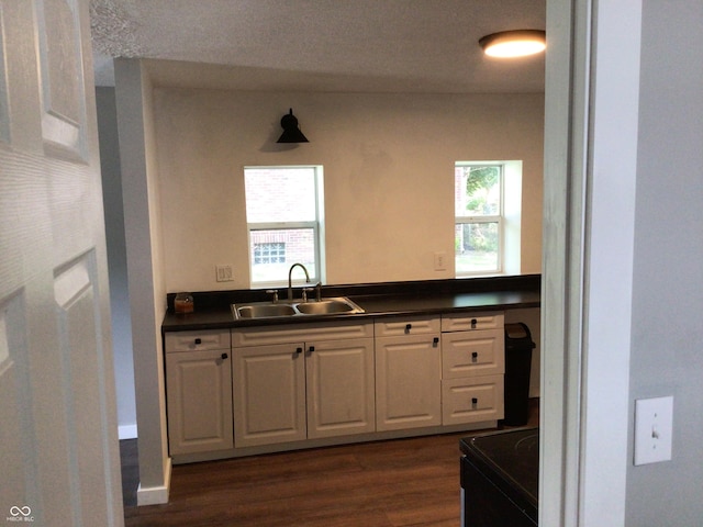 kitchen with white cabinetry, sink, a wealth of natural light, and black electric range oven