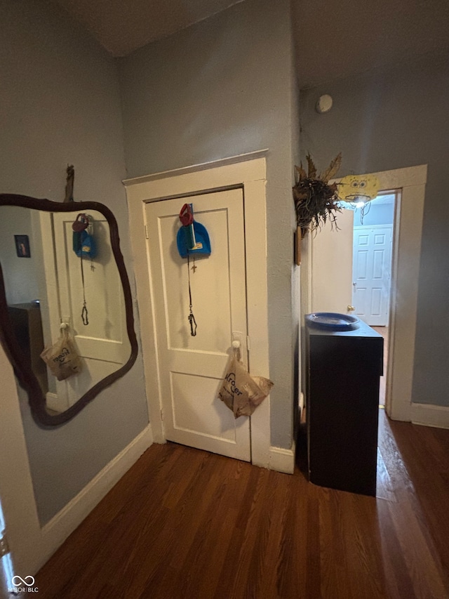 entrance foyer with dark hardwood / wood-style floors