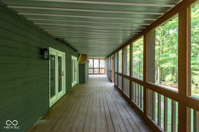 wooden terrace with french doors