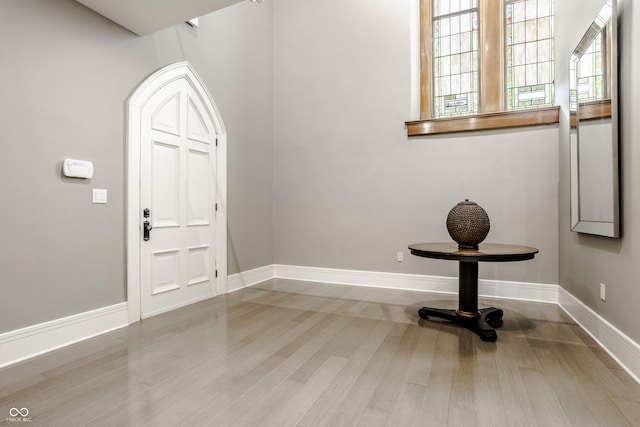 foyer with light hardwood / wood-style floors