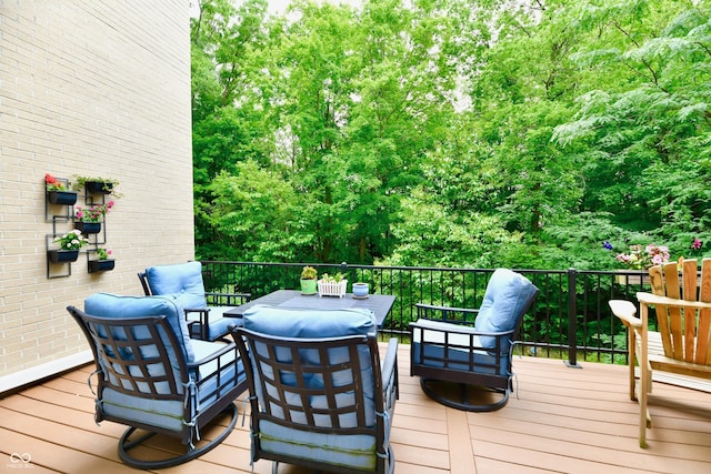 deck featuring an outdoor living space