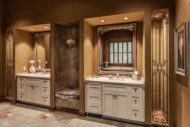 841 Alverna Dr, Indianapolis, IN 46260 - bathroom with vanity, recessed lighting, and a tub to relax in