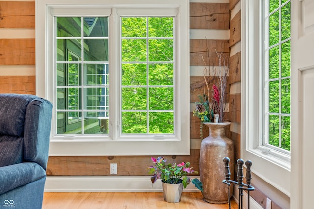 doorway featuring light hardwood / wood-style floors