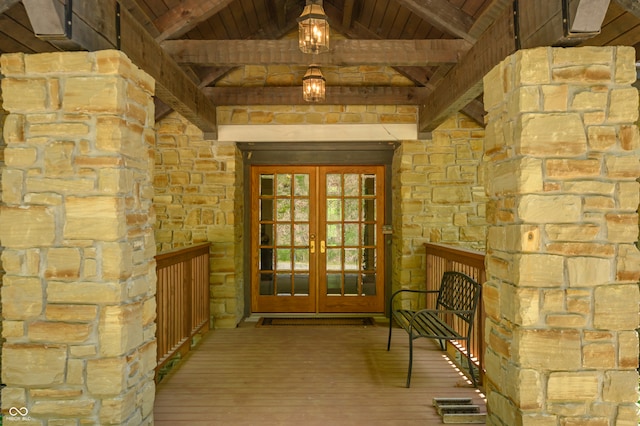 entrance to property featuring french doors