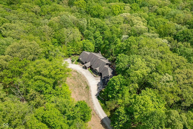 drone / aerial view with a forest view