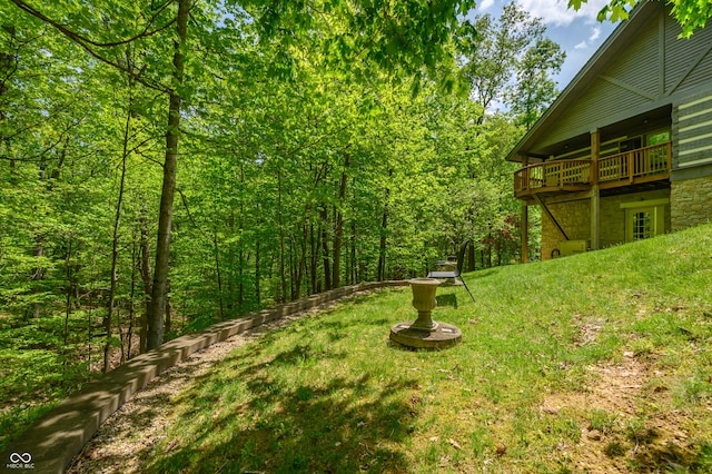 view of yard with a deck