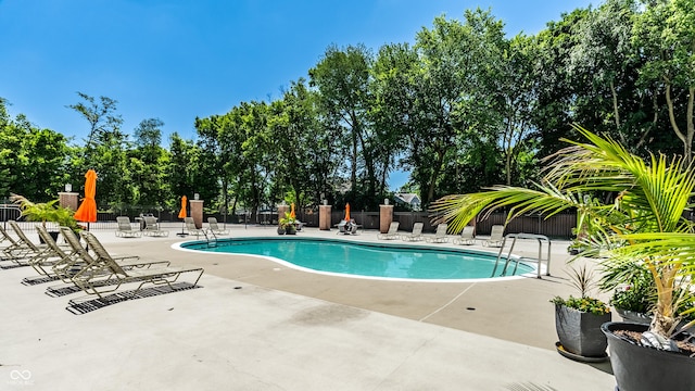 view of pool featuring a patio area