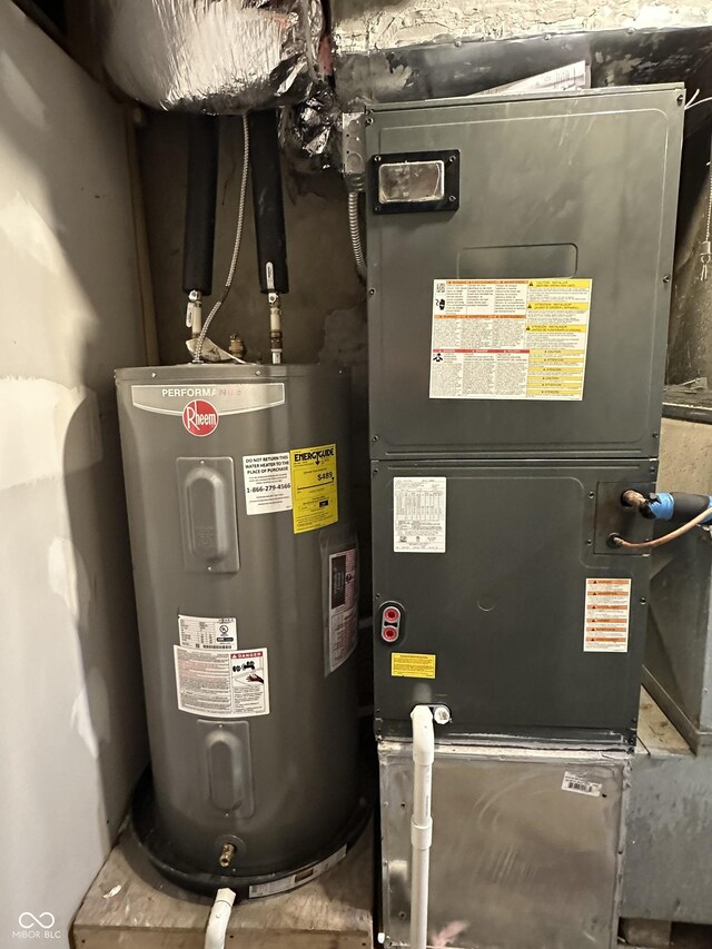 utilities with electric water heater and heating unit