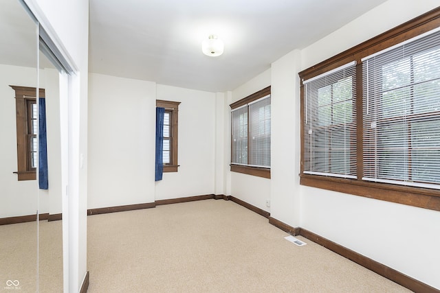 spare room with light carpet and a wealth of natural light