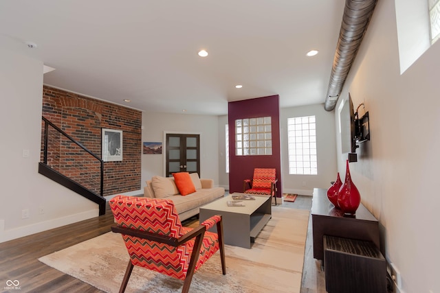 living room with wood-type flooring