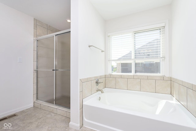 bathroom with plus walk in shower