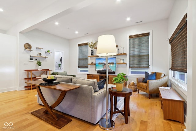 living room featuring light hardwood / wood-style floors