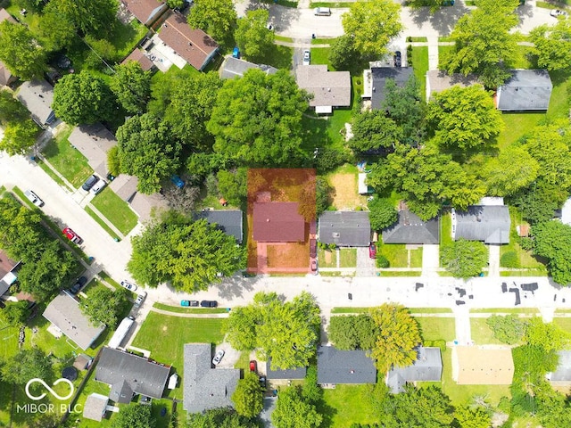 aerial view with a residential view