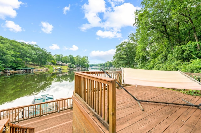 wooden terrace with a water view