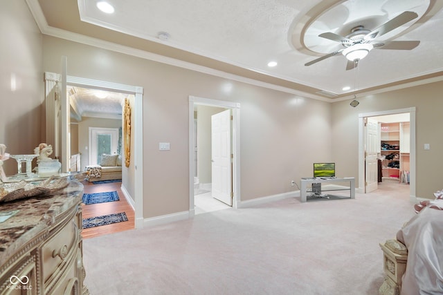 8292 S State Road 39th Rd S, Clayton, IN 46118 - bedroom featuring ornamental molding, light colored carpet, recessed lighting, a walk in closet, and baseboards