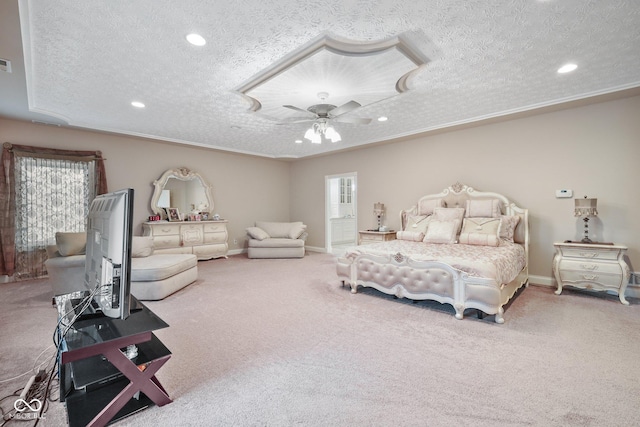 8292 S State Road 39th Rd S, Clayton, IN 46118 - bedroom with carpet, a textured ceiling, recessed lighting, baseboards, and ceiling fan