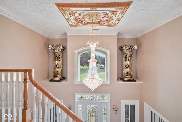 8292 S State Road 39th Rd S, Clayton, IN 46118 - detailed view of a chandelier, a textured ceiling, and crown molding