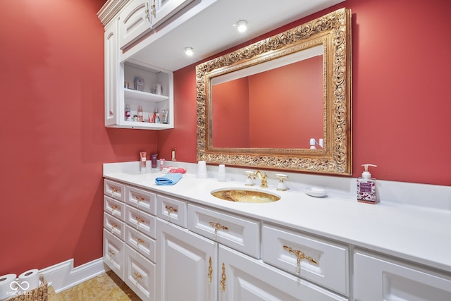 bathroom with vanity and tile patterned floors