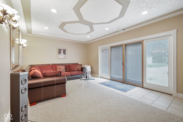 view of tiled living room