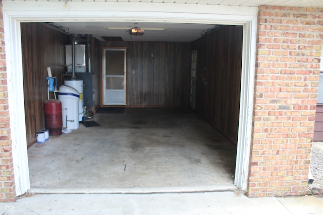 garage with a garage door opener