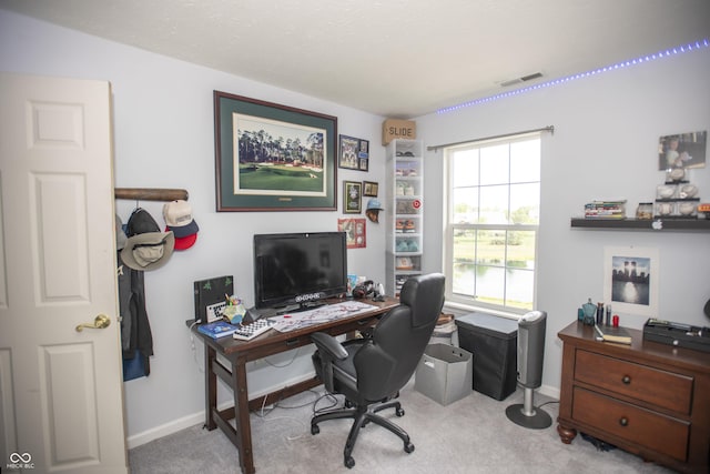 view of carpeted office space