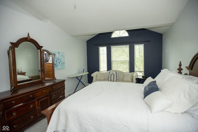 bedroom featuring vaulted ceiling