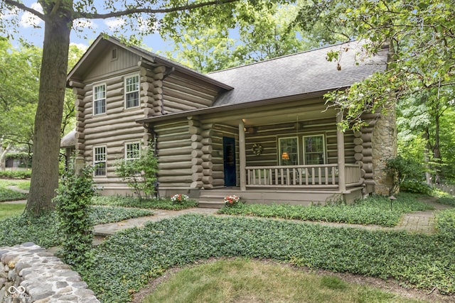 cabin with covered porch