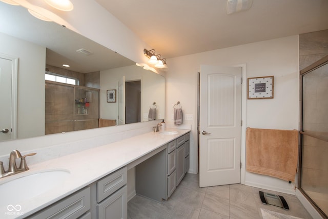 6748 Fallen Leaf Dr, Whitestown, IN 46075 - bathroom featuring double vanity and a tile shower