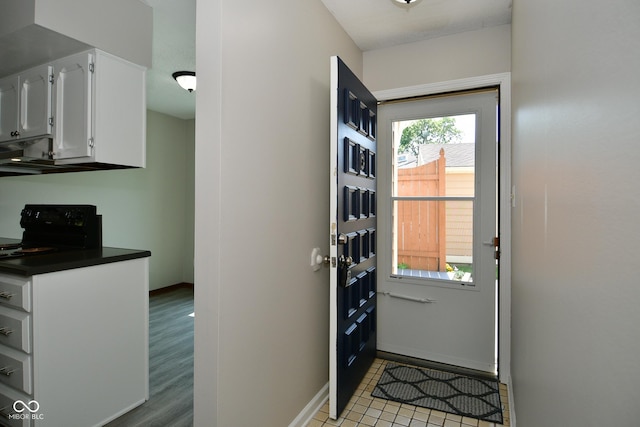 doorway featuring light hardwood / wood-style floors