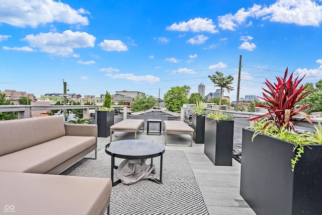 view of patio / terrace featuring a balcony and outdoor lounge area