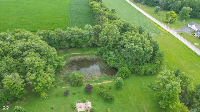 birds eye view of property with a rural view and a water view