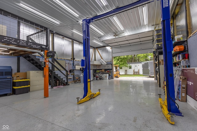 garage featuring metal wall