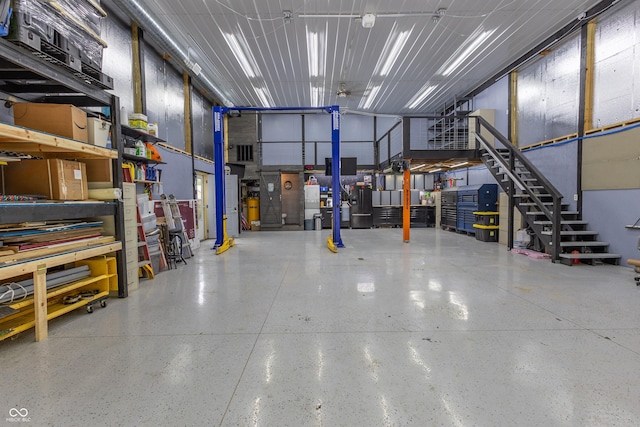 garage featuring metal wall