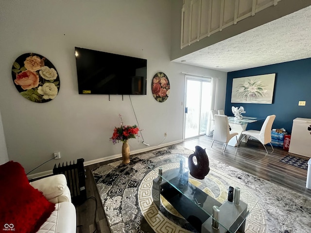 living room with hardwood / wood-style flooring