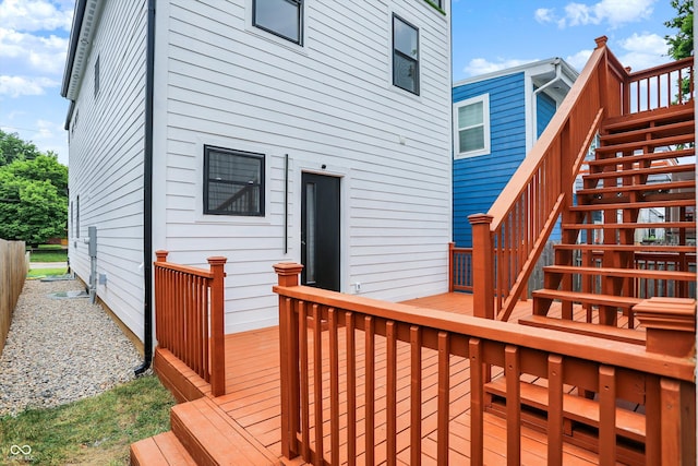 1218 Orange St, Indianapolis, IN 46203 - rear view of property featuring stairs and a deck