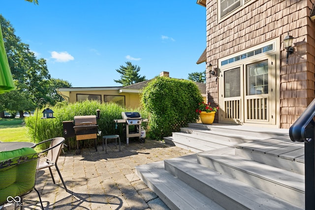 view of patio with a grill